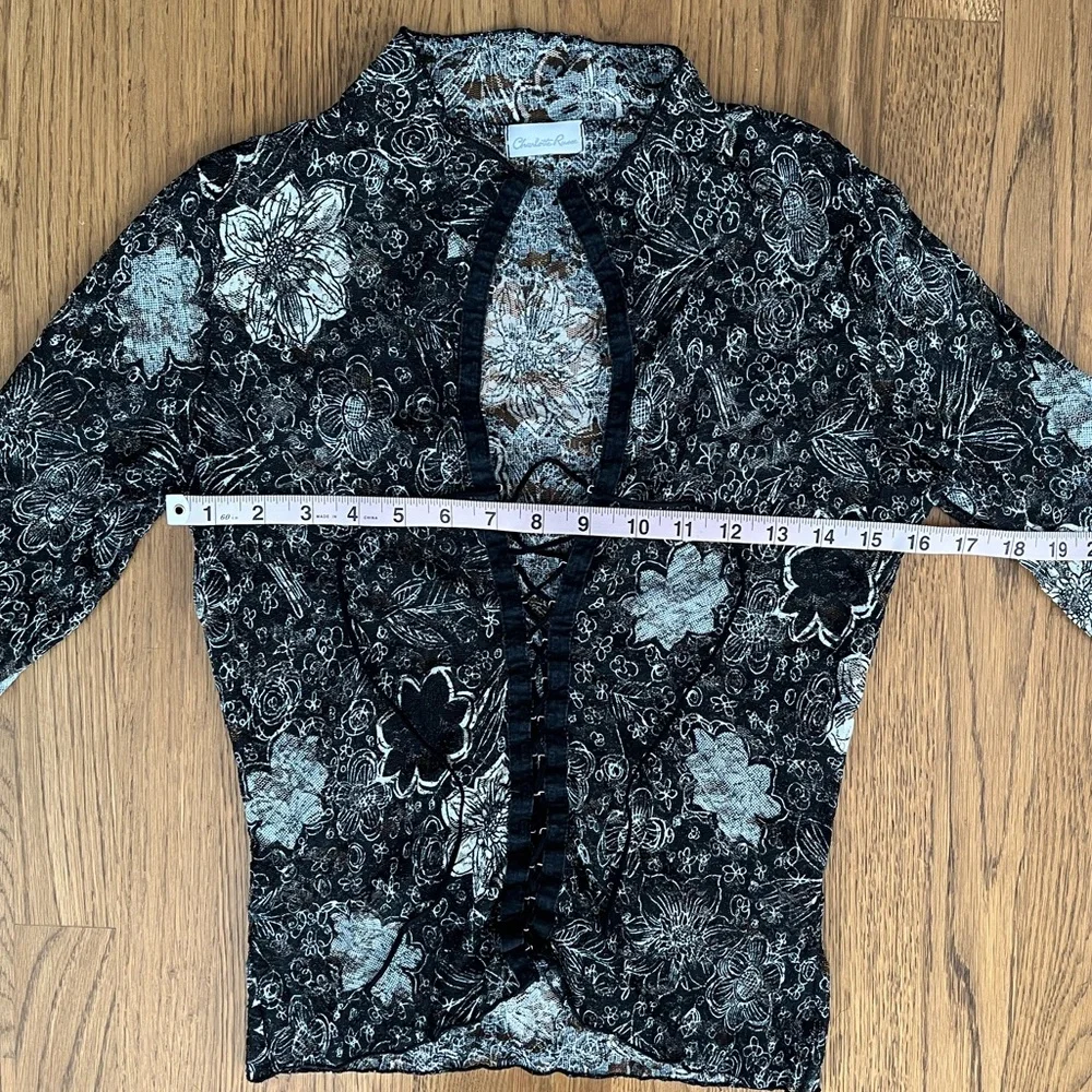 Vintage Charlotte Russe lace up floral lace bell sleeve top - Picture 11 of 14